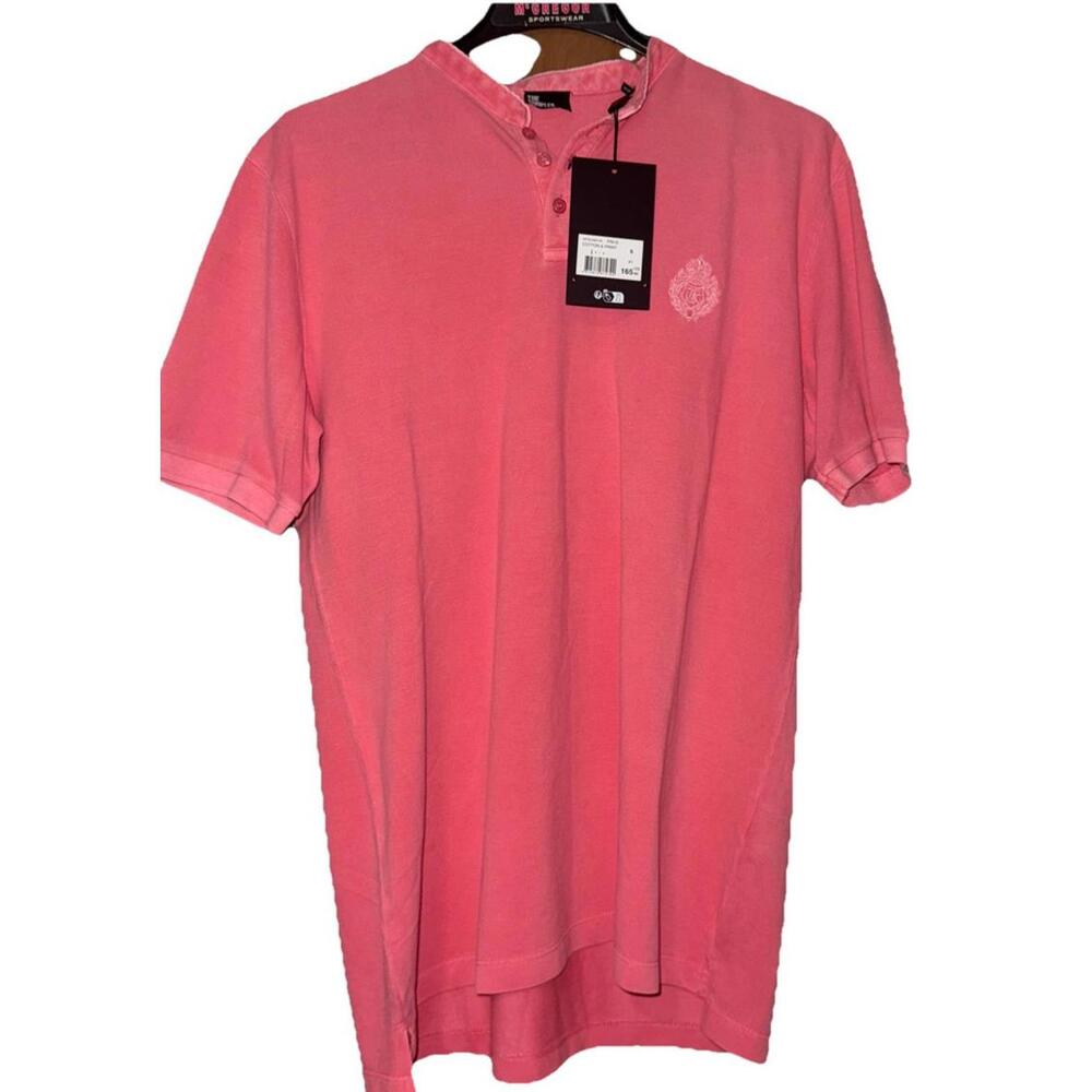 NWT The Kooples Shirt Small Distressed Pink Logo S 100%Cotton $165 Preppy Henley